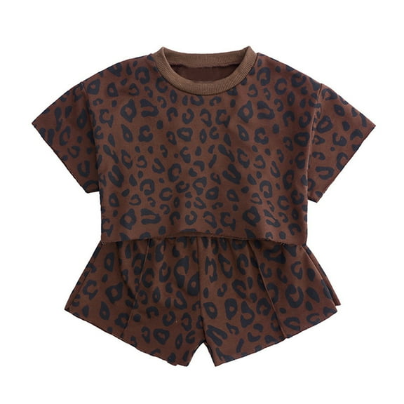 WOYY Toddler Girls Leopard Summer Clothes Set T Shirt & Shorts 2Pcs Outfits, Sizes 2-3T