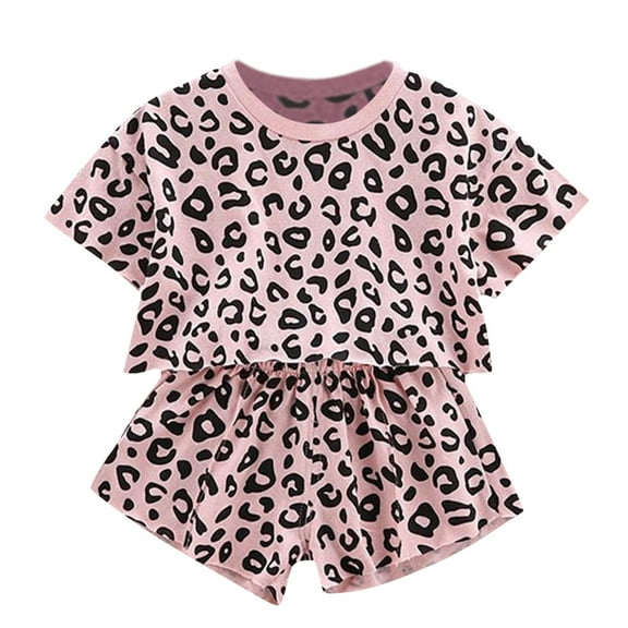 WOYY Toddler Girls Leopard Summer Clothes Set T Shirt & Shorts 2Pcs Outfits, Sizes 2-3T