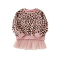 thumbnail image 1 of WOYY Toddler Girls Leopard Sweatshirt Dress Casual Crewneck Pullover Long Sleeve Top, 1 of 5