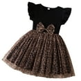thumbnail image 1 of WOYY Toddler Girls Leopard Tutu Dress Bow Mesh Dress with Flutter Sleeves, Sizes 2-7, 1 of 1