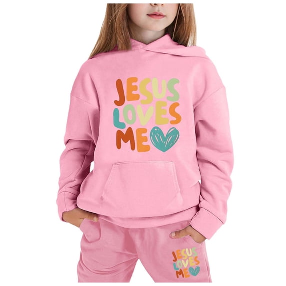 WOYY Toddler Girls Letter Print Hoodie Sweatshirt Sweatpants Sweatsuit, Sizes 2-3T