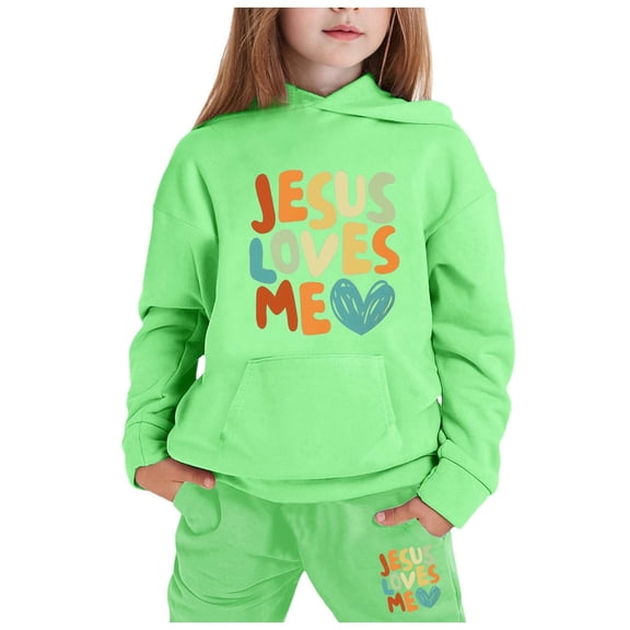 WOYY Toddler Girls Letter Print Hoodie Sweatshirt Sweatpants Sweatsuit, Sizes 4-5T