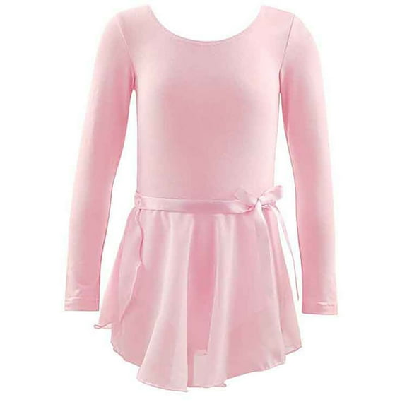 WOYY Toddler Girls Long Sleeve Dance Ballet Leotard with Skirt 2-Piece Set, Sizes 2-3