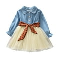 thumbnail image 1 of WOYY Toddler Girls Long Sleeve Denim Tutu Dress Spring Fall Contrast Tulle Dress, Sizes 2-3, 1 of 4