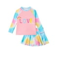 thumbnail image 1 of WOYY Toddler Girls Long Sleeve Rash Guard Skirt 2-Piece Swimsuit Swimwear Bathing Suit, 1 of 6