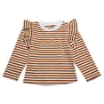thumbnail image 1 of WOYY Toddler Girls Long Sleeve Stripe T-Shirt Lightweight Ruffle Casual T Shirt, Sizes 3-4T, 1 of 3
