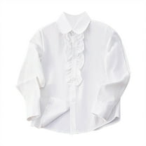 WOYY Toddler Girls Long Sleeve White Dress Shirt School Uniform Kids Button-Down Shirt