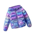thumbnail image 1 of WOYY Toddler Girls Metallic Shiny Padded Winter Coat Hooded Puffer Jacket Warm Outerwear, 1 of 2