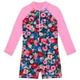 thumbnail image 1 of WOYY Toddler Girls One-Piece Swimsuit Long Sleeve UPF 50+ Quick Dry Rash Guard, 1 of 8