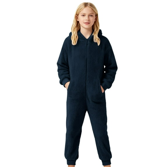 WOYY Toddler Girls Onesies Soft Hooded Jumpsuit Zipper One-Piece Romper, Sizes 4-5T