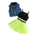 thumbnail image 1 of WOYY Toddler Girls Outfits Denim Vest Camisole Pleated Skirt with Belt Set, Sizes 4-5T, 1 of 7