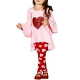 thumbnail image 1 of WOYY Toddler Girls Outfits Heart Print Irregular Dress with Leggings, Sizes 2-3, 1 of 4