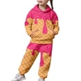 thumbnail image 1 of WOYY Toddler Girls Outfits Ice-Cream Print Cute Hoodie and Sweatpants Set, Sizes 1-13, 1 of 7