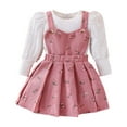 thumbnail image 1 of WOYY Toddler Girls Outfits Puff Sleeve Shirt Blouse Floral Jumper Dress Set, Sizes 2-3T, 1 of 8