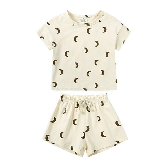 WOYY Toddler Girls Outfits Short Sleeve Cotton T-Shirt Shorts Sleepwear, Sizes 2-3T