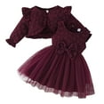 thumbnail image 1 of WOYY Toddler Girls Outfits Sleeveless Mesh Dress Ruffle Cardigan Jacket Set, Sizes 2-3T, 1 of 8