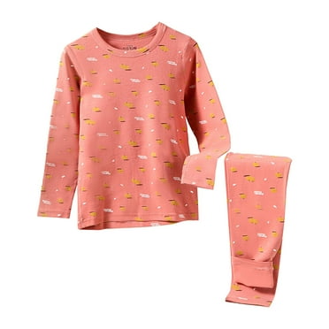 WOYY Toddler Girls Pajama Set Cartoon Print Long Sleeved T-Shirt Pants Sleepwear Pj's Set