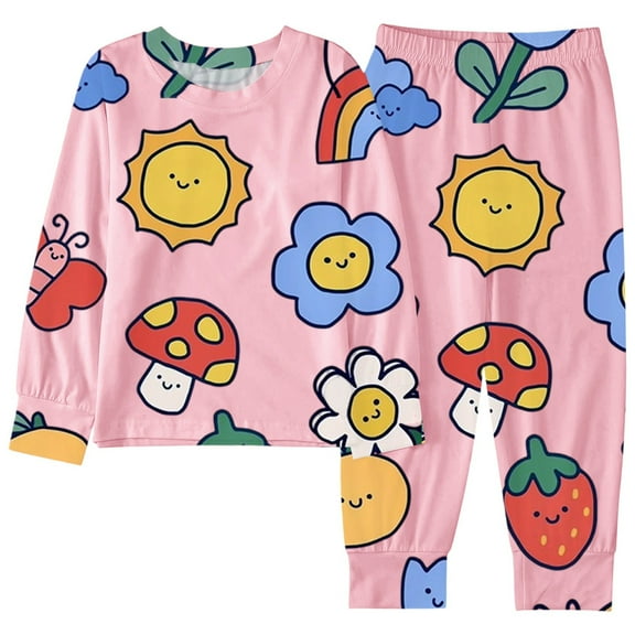 WOYY Toddler Girls Pajamas Cute Print Sleepwear Long Sleeve Top Pants Pjs, Sizes 2-3T