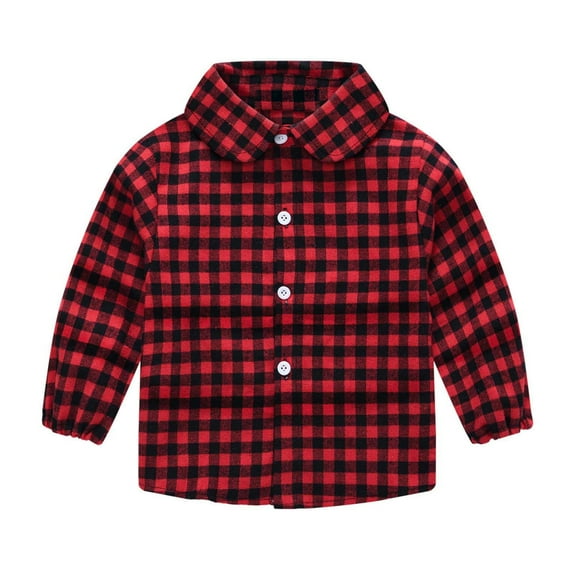 WOYY Toddler Girls Plaid Long Sleeve Shirt Casual Kids Unisex Button Down Shirt Jacket