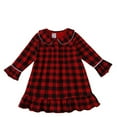thumbnail image 1 of WOYY Toddler Girls Plaid Nightdress Ruffle Long Sleeve Cotton Nightgown, Sizes 2-3 Years, 1 of 3