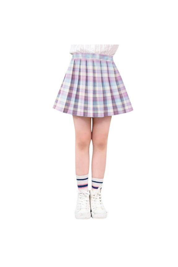 Toddler Girls Pleated Plaid Mini Skirt School Uniform High Waisted Skirt, Sizes 4-5
