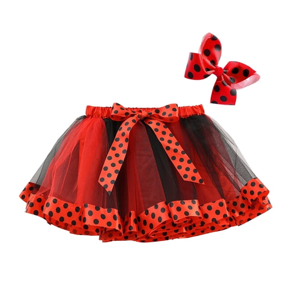WOYY Toddler Girls Polka Dots Tutu Skirt Party Dance Tulle Skirt with Headband, Sizes 2-4