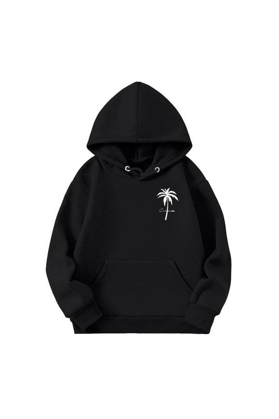 Toddler Girls Preppy Hoodie Palm Print Casual Hooded Sweatshirt, Sizes 3-4T