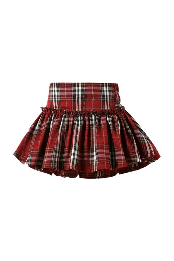 Toddler Girls Preppy Plaid Pleated Skirt High Waist A-Line Skirt, Sizes 1-14