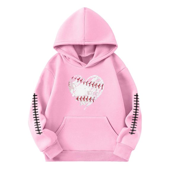 WOYY Toddler Girls Pullover Hoodie Casual Hooded Sweatshirt with Baseball Print