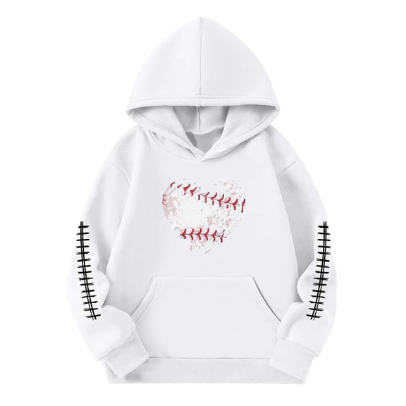 WOYY Toddler Girls Pullover Hoodie Casual Fleece Hooded Sweatshirt with Baseball Print