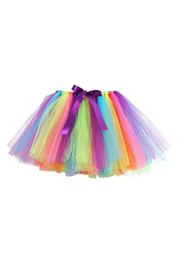 Toddler Girls Carnival Tutu Skirt Rainbow Ballet Dance Tulle Skirt for Kids, Sizes 2-4