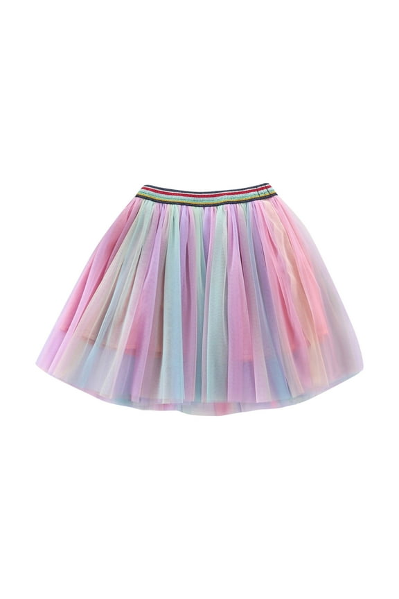 Toddler Girls Rainbow Colorful Tutu Skirt Kids Ballet Dance Tulle Skirt, Sizes 3-4