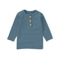 thumbnail image 1 of WOYY Toddler Girls Ribbed Henley T-Shirt Solid Knit Long Sleeve Top Pullover Kids Clothes, 1 of 3