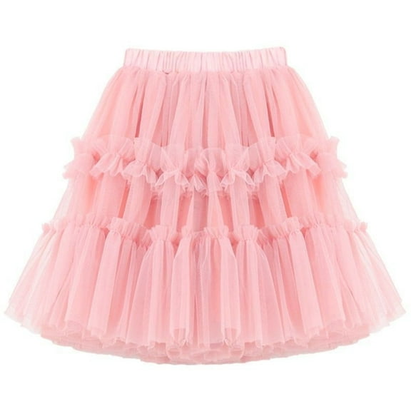 WOYY Toddler Girls Ruffle Layered Tutu Skirt Party Dance Tulle Skirt Pettiskirt, Sizes 2-14