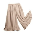 thumbnail image 1 of WOYY Toddler Girls Ruffle Wide Leg Pants Casual Lightweight High Rise Pull-On Flowy Pants, 1 of 3