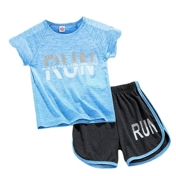 WOYY Toddler Girls Running Outfits Short Sleeve T-Shirt Shorts Set Activewear, Sizes 2-3T