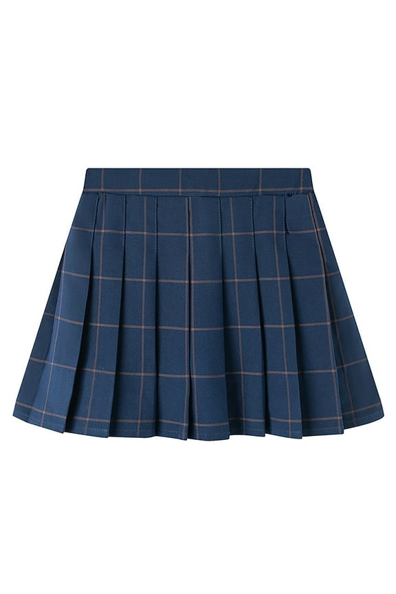 Toddler Girls School Uniform Pleated Skirt Pull On Plaid Mini Skirt, Sizes 4-5