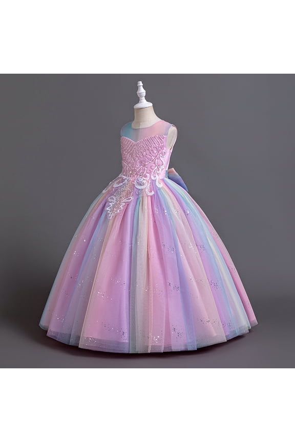 Toddler Girls Sequin Flower Wedding Bridesmaid Dress Pageant Party Gown, Sizes 3-13