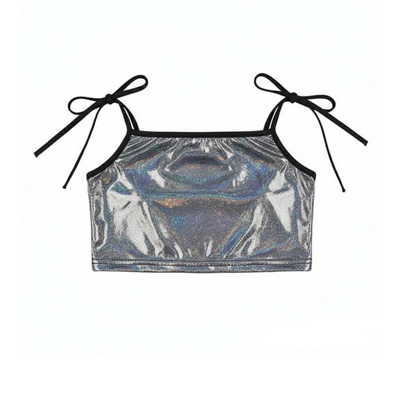 WOYY Toddler Girls Shiny Camisole Carnival Party Strapy Sleeveless Top Vest, Sizes 3-4T