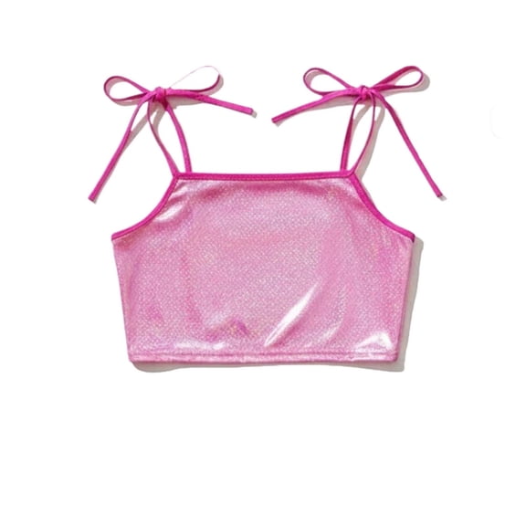 WOYY Toddler Girls Shiny Camisole Carnival Party Strapy Sleeveless Top Vest, Sizes 3-4T