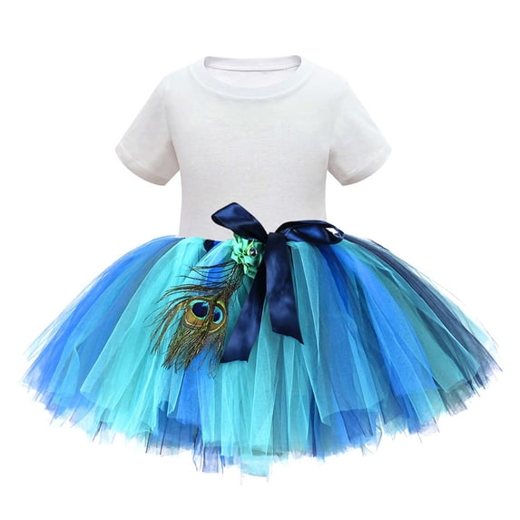 WOYY Toddler Girls Short Sleeve T-Shirt Tutu Skirt Set Party Outfits, Sizes 3-4