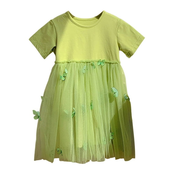 WOYY Toddler Girls Short Sleeved Tutu Dress Children's Butterfly Mesh T-Shirt Dress