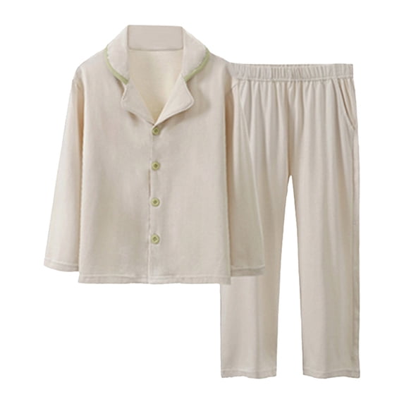 WOYY Toddler Girls Sleepwear Set Solid Soft Cotton Button Down Top Pants Kids Outfits, Sizes 3-4T
