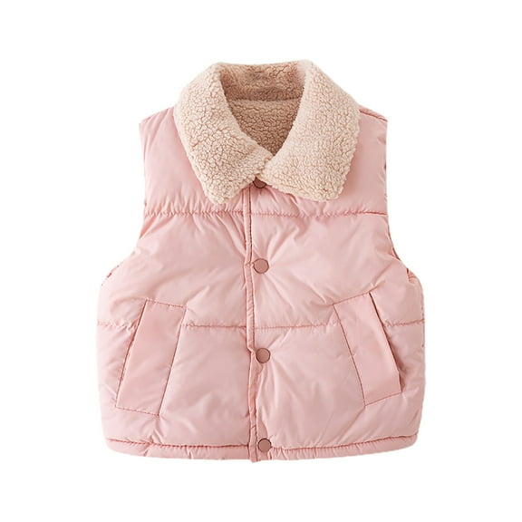 WOYY Toddler Girls Soft Sherpa Vest Fall Winter Warm Sleeveless Outerwear Vest