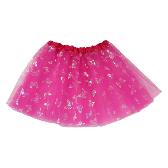 WOYY Toddler Girls Sparkly Butterfly Layered Tutu Skirt Puffy Party Mesh Skirt