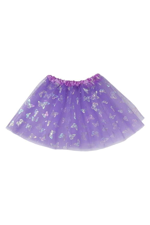 Toddler Girls Sparkly Butterfly Layered Tutu Skirt Puffy Party Mesh Skirt
