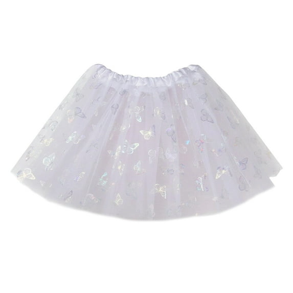 WOYY Toddler Girls Sparkly Butterfly Layered Tutu Skirt Puffy Party Mesh Skirt