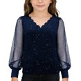 thumbnail image 1 of WOYY Toddler Girls Sparkly Sequins Mesh Long Sleeve Blouse V Neck Party Shirt, Sizes 4-5T, 1 of 8