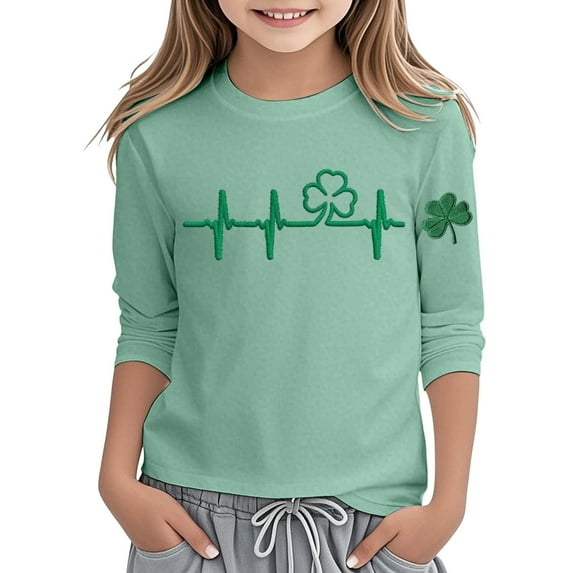 WOYY Toddler Girls St. Patrick's Day T Shirt 3/4 Sleeve Graphic Tee for Kids, Sizes 4-5T
