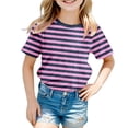 thumbnail image 1 of WOYY Toddler Girls Striped Short Sleeve T Shirt Casual Unisex T-Shirt Kids Tee, Sizes 2-15, 1 of 3